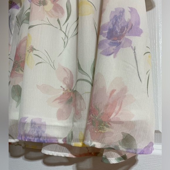 Jules & Leopold Floral Sheer Font Keyhole Tie Inner Liner Short Sleeve Blouse 3X - Picture 8 of 11